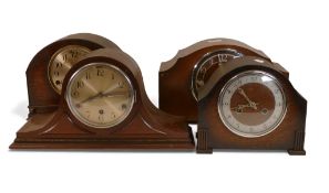 Collection of oak cased mantle clocks. (4)
