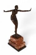 A good bronze Art Deco reproduction figure of a Egyptian dancer 
