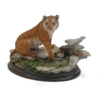 County Artists 'Natural Trail Tiger' CA748. Tiger on wooden plinth. H:-16cm.