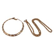 9ct three coloured gold bracelet and 9ct rope twist necklace, 6.7g. (2)
