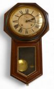 Ansonia drop dial wall clock late 19th century manufactured in New York. Complete with key and