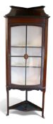 A Edwardian mahogany inlaid display cabinet, H163.5 x W64cm x D36cm. COURIER OR COLLECTION ONLY
