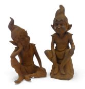 Two cast iron garden pixie figurines. (H: 49cm) (2)