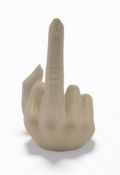 Anissa Kermiche candlestick in the form of a hand with a raised middle finger 'French For