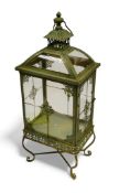 Metal frame glass inset Storm Lantern. (H: 72cm)