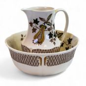 Wedgwood Creamware Avocado jug and bowl, jug h.18 x bowl d.23cm.