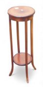 An Edwardian mahogany plant stand with inlay banding, H94cm x D31cm. COURIER OR COLLECTION ONLY