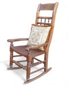 19th Century elm spindle back rocking chair. COURIER OR COLLECTION ONLY
