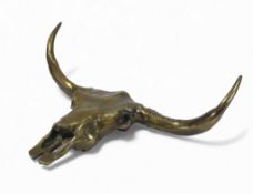 Brass Longhorn bull skull sculpture. (H: 43cm)
