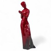 Royal Doulton Flambe prototype Image figure of a lady holding a Rose H31cm