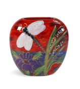 Anita Harris 'Dragonfly Reeds & Iris' Purse Vase, Gold signed, Height 12cm.