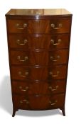 Regency style mahogany bow fronted chest of drawers, H120cm x W61cm x D46cm. COURIER OR COLLECTION