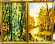 Margaret Rowntree, oil on board with horses, dated 1967, 58cm x 48cm together with a smaller pair of