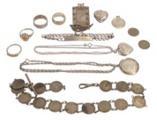 A collection of silver jewellery including pendants, chains,rings, bracelets, charms etc 108.8g.