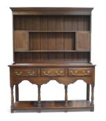 Reproduction oak Georgian potboard dresser, H175cm x W140.5cm x D43cm. COURIER OR COLLECTION ONLY
