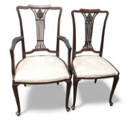 Edwardian mahogany dining chairs, 1 Carver. (2) .COURIER OR COLLECTION ONLY