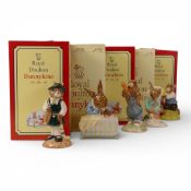 Royal Doulton Bunnykins Character Figures to include:- New Baby DB158, Harry DB73, Girl Skater