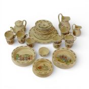 Royal Doulton Bunnykins selection to include:- Teaset to include: Teapot, teacups, saucers, sugar