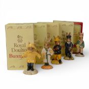 Royal Doulton Bunnykins Character Figures to include:- Rainy Day DB147, Bath Time DB148, Fireman