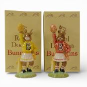 Royal Doulton Bunnykins Characters, Cheer Leader' different colourways DB142 & DB143, Exclusively