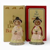 Royal Doulton Bunnykins Characters two Welshlady DB172 different colourways one with an unusual