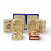 Royal Doulton Bunnykins Selection to include:- Two ceramic Book style moneyboxes, Two picture disc