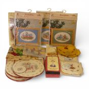 Royal Doulton Bunnykins selection to include:- five Cross Stitch Kits, Kite pack, cap, placemat