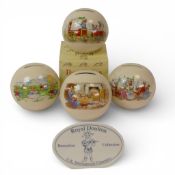 Royal Doulton Bunnykins Sphere Shaped Money Boxes together with a presentation plaque 'Royal