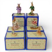 Royal Doulton resin Bunnykins Characters to include:- The New Baby DBR18/931, The Rocking Horse