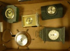A selection of clocks to include:- Carriage clocks, stone effect display clocks together with