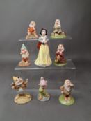 Royal Doulton Disney Showcase Character figures to include Snow White SW9, Dopey SW13, Doc SW10,