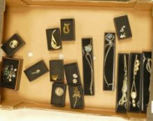 A collection of costume jewellery to include earrings, necklaces, bracelets and brooches, all in