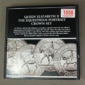 Cased Queen Elizabeth II 'The Equestrian Portrait Crown Set'.