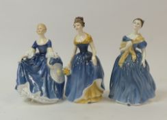 Royal Doulton lady figures to include Melanie HN2271, Hilary HN2335 and Adrienne HN2304. (H: