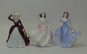 Coalport lady figures, Ladies of Fashion, to include Young Love, Margaret and Pamela. (H: 21cm) (3)