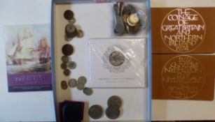 Mixed coin collection to include Royal Mint commemorative Crown and £5 coin, 2 x The Coinage of