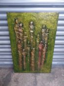 Large acrylic abstract box canvas titled Enigma XVII by Gabriela Stauffer, with CoA stating original