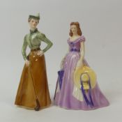 Goebel lady figures to include On The Fairway 1894 and Southern Belle 1860. (H: 22cm) (2)