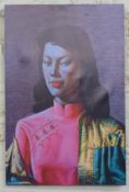Modern box frame canvas art print, Vladimir Tretchikoff 'Miss Wong' size 60cm x 40cm.