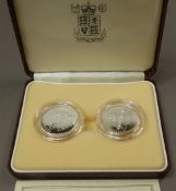 A 1989 £2 silver Piedfort two coin set by the Royal Mint commemorating the tercentenary of the