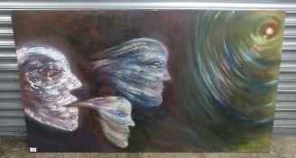 Large acrylic on canvas by Wayne F Moore, signed lower right, size 1153cm x 87cm.