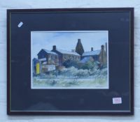 Doris BROWN (local artist, 1933 - 2023) Longton scene showing bottle oven. Watercolour on paper.