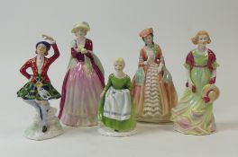 Royal Adderley lady figures to include New Gloves (crack to body), Victoria (crack to body), Morning