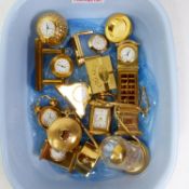 A collection of brass novelty miniature clocks, together with a modern Sekonda quartz pocketwatch.