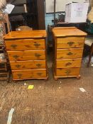 Two stained pine chests of 4 drawers, size of largest H 77cm x W 61cm x D 45cm.