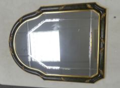 Reproduction arched shaped Mirror in sectional shaped pieces surrounded by a painted wooden frame
