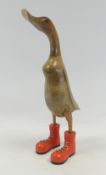 Large wooden Standing Duck wearing red laced boots. H:-50cm