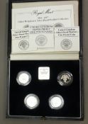A cased The Royal Mint 1984-1987 United Kingdom £1 silver proof Piedfort collection, with