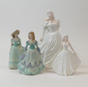 Coalport Lady Figurines to include:- Beau Monde 'Angela', 'Rebecca', Small white/blush gloss lady no