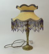 Brass Barley Twist style table lamp together with decorative fringed beaded Victorian Style